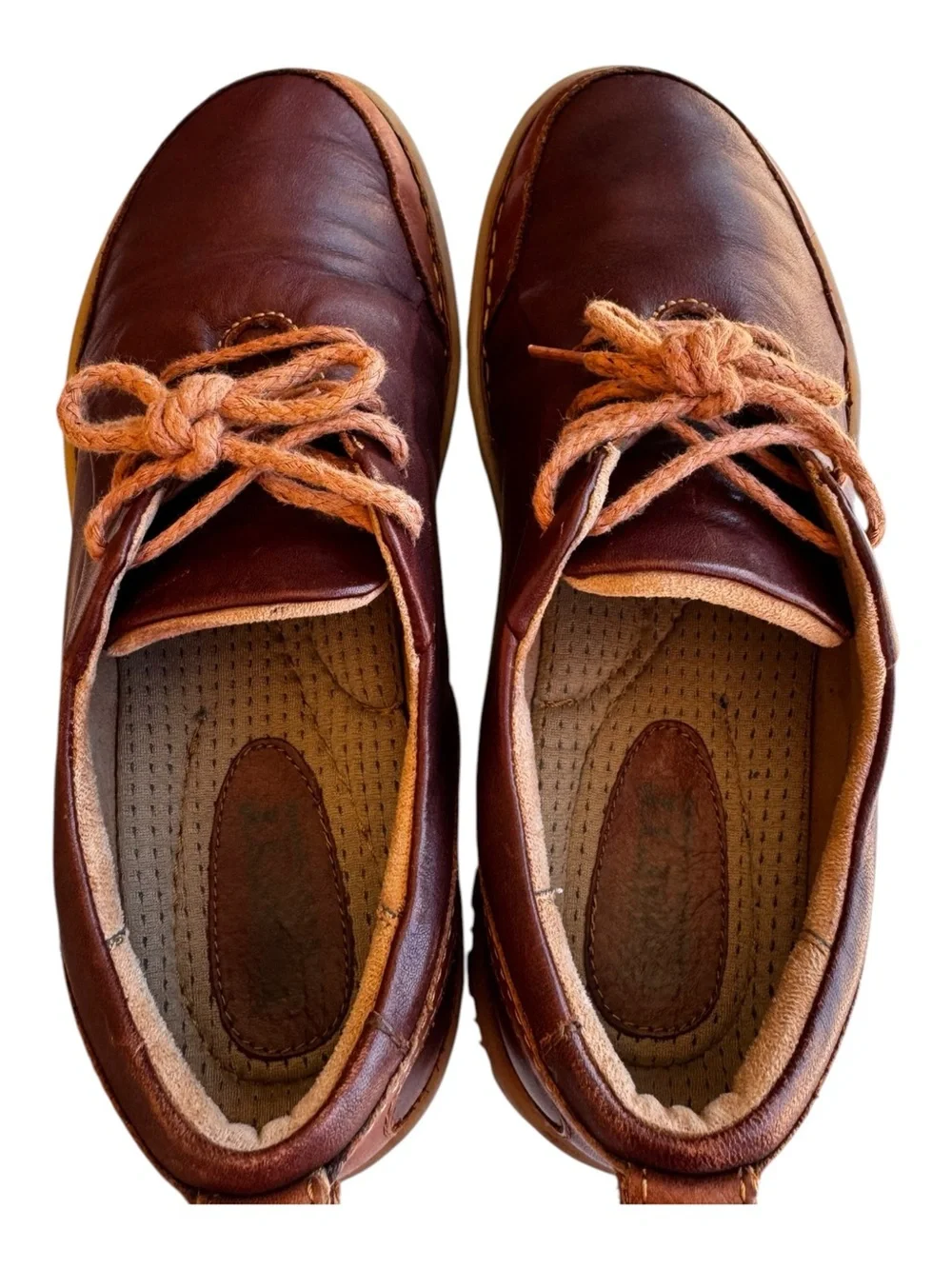 Born Brown Leather Lace Up Comfort Shoes Sneakers Oxford Driving Mocs Size 8W